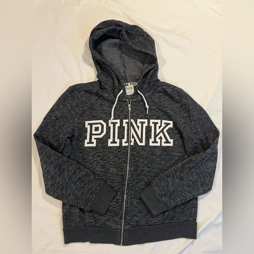 PINK Victoria Secret Full-zip Hoodie with Drawstrings -Large
